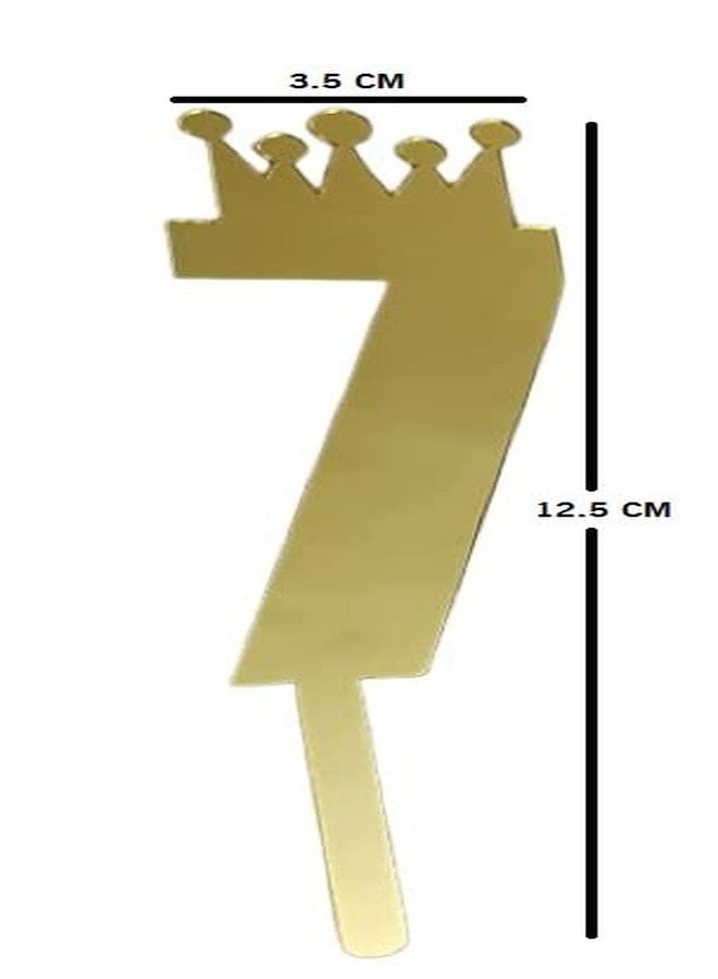 موريل زينة كعكة موريل الذهبية اللون رقم 7 مع زينة عيد ميلاد سعيد لتزيين كعكة عيد ميلاد الأطفال، أعلام للبنات/الأولاد/الأطفال. - Image 2
